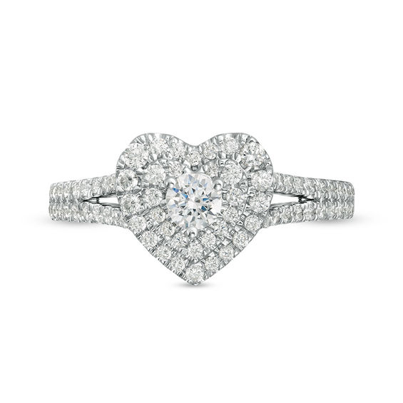 Love's Destiny by Zales 3/4 CT. T.w. Certified Diamond Double Heart Frame Engagement Ring in 14K Two-Tone Gold (I/I1)