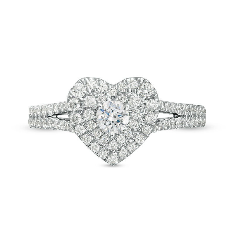 Main Image 6 of Love's Destiny by Zales 3/4 CT. T.W. Certified Diamond Double Heart Frame Engagement Ring in 14K Two-Tone Gold (I/I1)