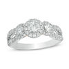 Thumbnail Image 1 of Love's Destiny by Zales 1-1/5 CT. T.W. Certified Diamond Three Stone Frame Engagement Ring in 14K Two-Tone Gold (I/I1)
