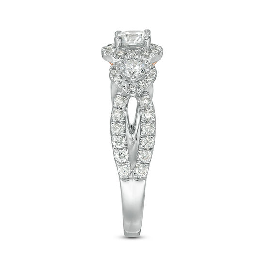 Love's Destiny by Zales 1-1/5 CT. T.w. Certified Diamond Three Stone Frame Engagement Ring in 14K Two-Tone Gold (I/I1)