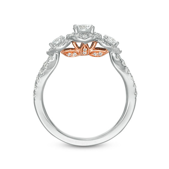 Love's Destiny by Zales 1-1/5 CT. T.w. Certified Diamond Three Stone Frame Engagement Ring in 14K Two-Tone Gold (I/I1)