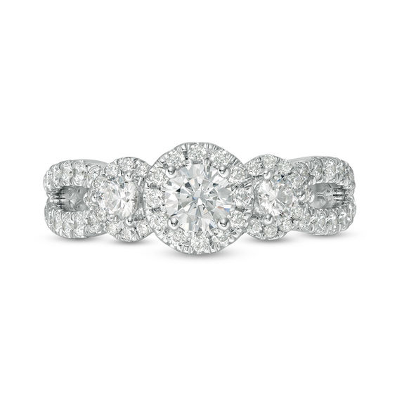 Love's Destiny by Zales 1-1/5 CT. T.w. Certified Diamond Three Stone Frame Engagement Ring in 14K Two-Tone Gold (I/I1)