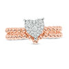 1/5 CT. T.W. Composite Diamond Heart-Shape Beaded Shank Bridal Set in 10K Rose Gold