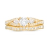 Thumbnail Image 4 of 1-3/8 CT. T.W. Diamond Bypass Ribbon Three Stone Bridal Set in 14K Gold