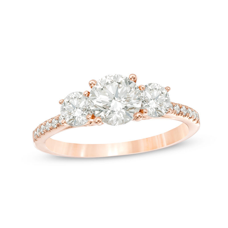 Main Image 1 of 1-3/4 CT. T.W. Diamond Past Present Future® Engagement Ring in 14K Rose Gold
