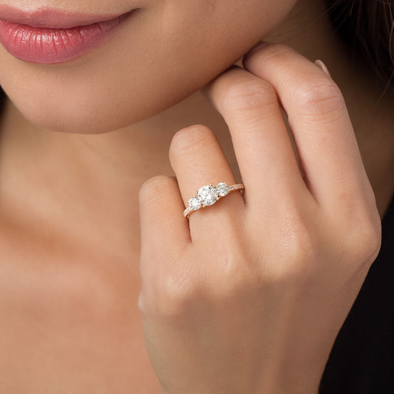 Main Image 3 of 1-3/4 CT. T.W. Diamond Past Present Future® Engagement Ring in 14K Rose Gold