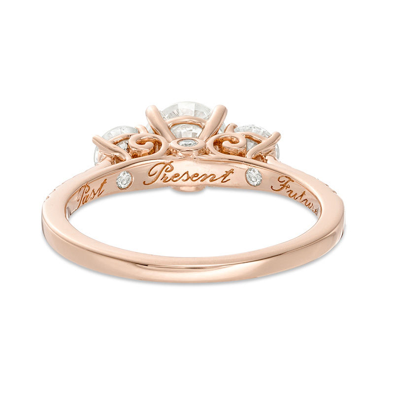 Main Image 4 of 1-3/4 CT. T.W. Diamond Past Present Future® Engagement Ring in 14K Rose Gold