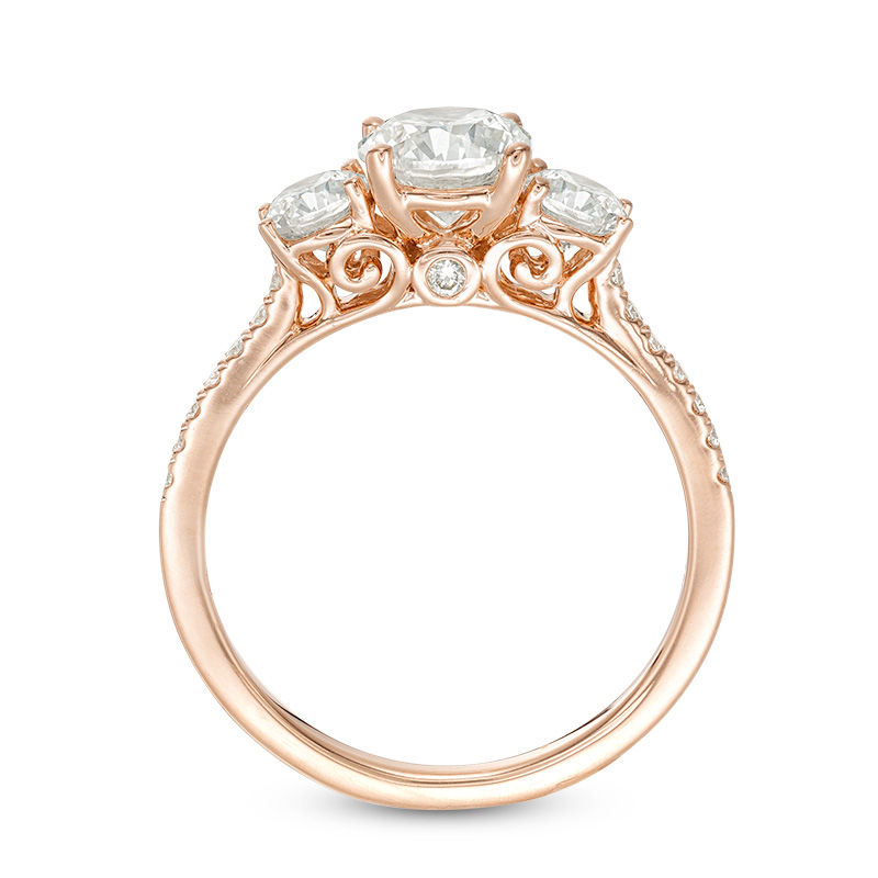 Main Image 5 of 1-3/4 CT. T.W. Diamond Past Present Future® Engagement Ring in 14K Rose Gold
