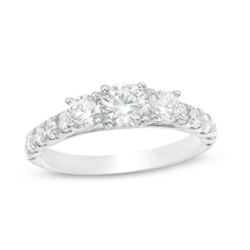 Main Image 1 of 1-1/2 CT. T.W. Diamond Past Present Future® Engagement Ring in 10K White Gold