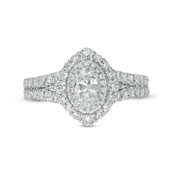 Love's Destiny by Zales 1-1/2 CT. T.w. Certified Oval Diamond Double Frame Engagement Ring in 14K Two-Tone Gold (I/Si2)