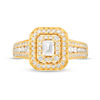 Thumbnail Image 2 of 1 CT. T.W. Emerald-Cut Diamond Double Frame Vintage-Style Engagement Ring in 14K Gold