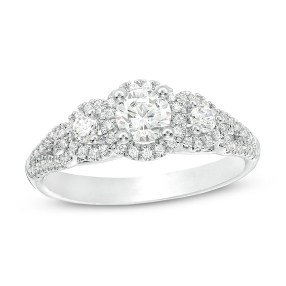 7/8 CT. T.w. Diamond Past Present Future® Frame Engagement Ring in 14K White Gold