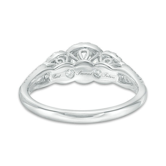 7/8 CT. T.w. Diamond Past Present FutureÂ® Frame Engagement Ring in 14K White Gold