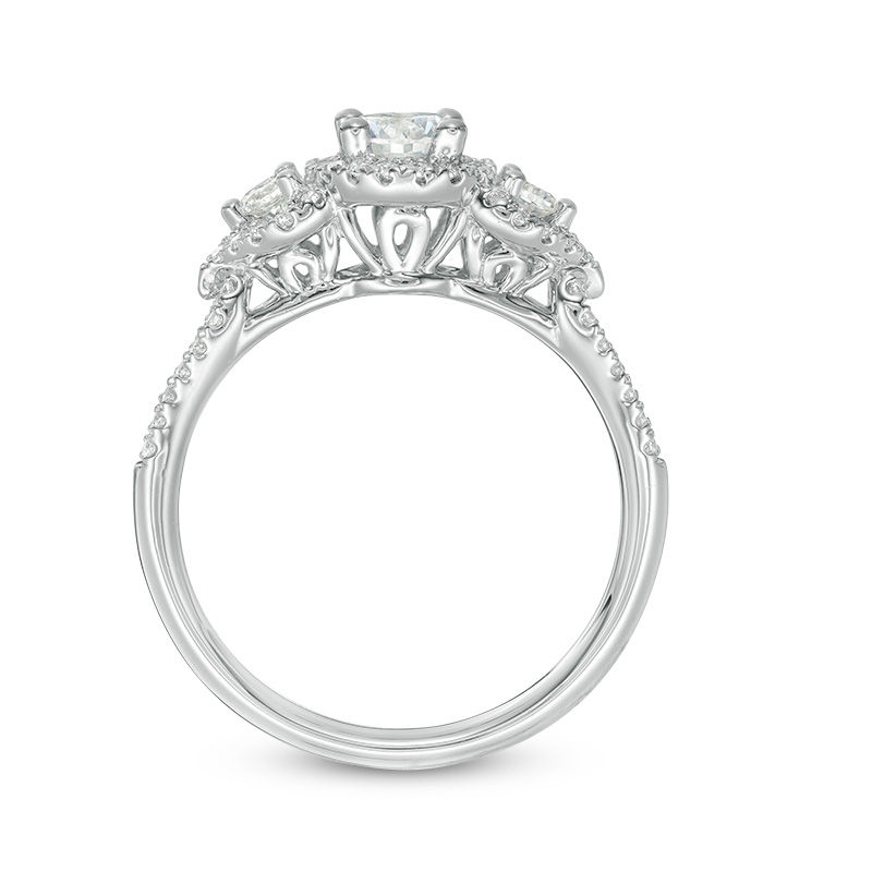 Main Image 5 of 7/8 CT. T.W. Diamond Past Present Future® Frame Engagement Ring in 14K White Gold