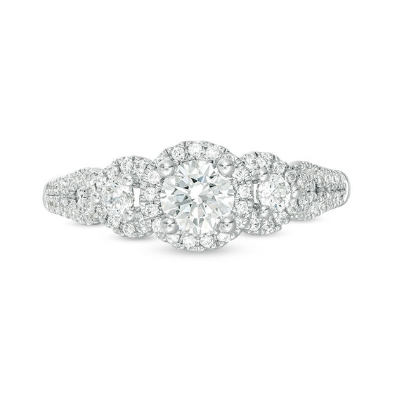 7/8 CT. T.w. Diamond Past Present FutureÂ® Frame Engagement Ring in 14K White Gold