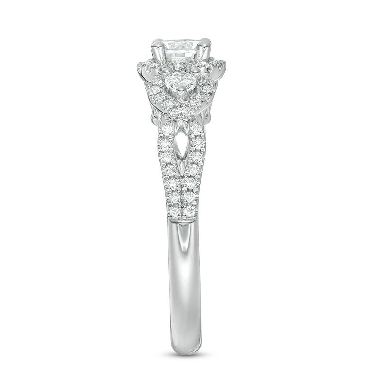 Main Image 7 of 7/8 CT. T.W. Diamond Past Present Future® Frame Engagement Ring in 14K White Gold