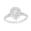 1 CT. T.W. Pear-Shaped Diamond Double Frame Split Shank Engagement Ring in 14K White Gold