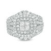 Thumbnail Image 6 of 2 CT. T.W. Quad Princess-Cut Diamond Double Frame Bridal Set in 14K White Gold