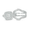 Thumbnail Image 7 of 2 CT. T.W. Quad Princess-Cut Diamond Double Frame Bridal Set in 14K White Gold