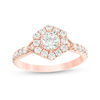 Thumbnail Image 1 of 1 CT. T.W. Diamond Hexagon Frame Engagement Ring in 14K Rose Gold
