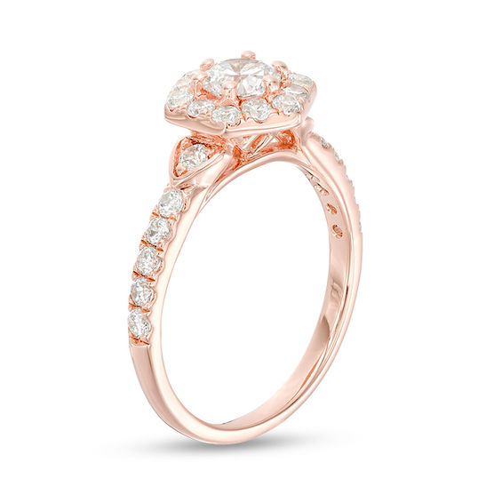 1 CT. T.w. Diamond Hexagon Frame Engagement Ring in 14K Rose Gold