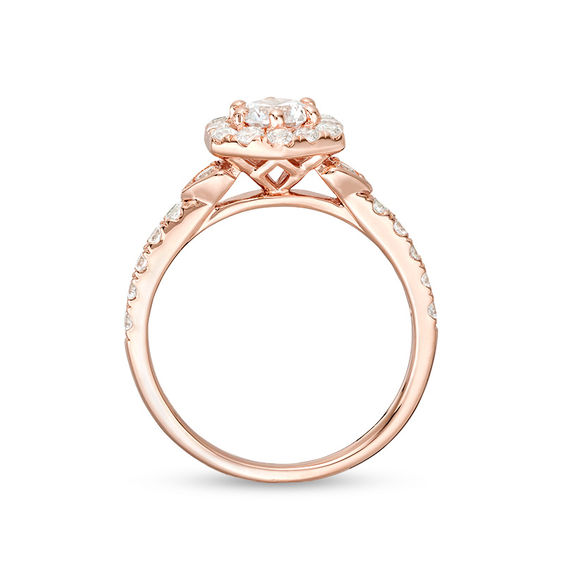 1 CT. T.w. Diamond Hexagon Frame Engagement Ring in 14K Rose Gold