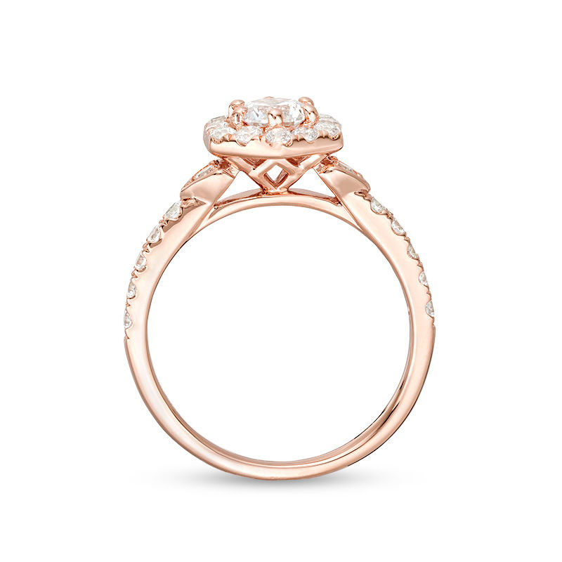 1 CT. T.W. Diamond Hexagon Frame Engagement Ring in 14K Rose Gold | Zales