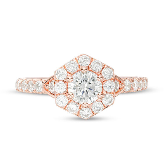 1 CT. T.w. Diamond Hexagon Frame Engagement Ring in 14K Rose Gold