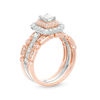 Thumbnail Image 2 of 1 CT. T.W. Emerald-Cut Diamond Double Frame Art Deco Style Three Piece Bridal Set in 14K Two-Tone Gold