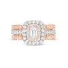 Thumbnail Image 5 of 1 CT. T.W. Emerald-Cut Diamond Double Frame Art Deco Style Three Piece Bridal Set in 14K Two-Tone Gold