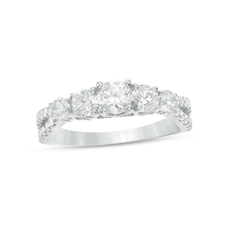 1-1/4 CT. T.W. Diamond Five Stone Engagement Ring in 14K White Gold
