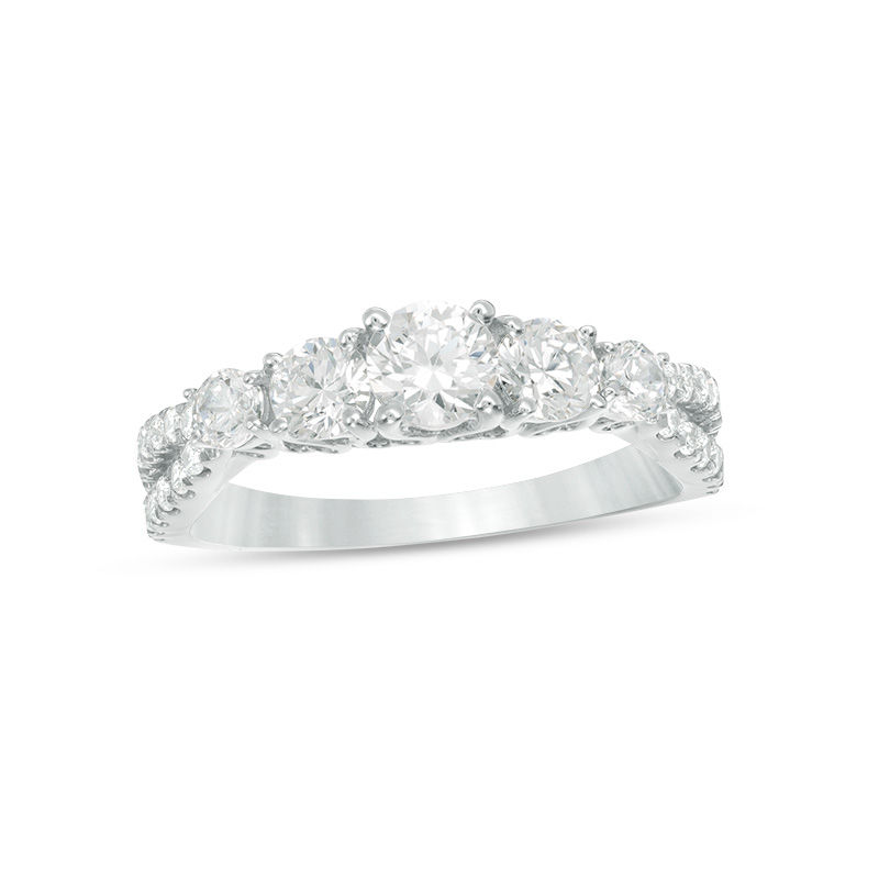Main Image 1 of 1-1/4 CT. T.W. Diamond Five Stone Engagement Ring in 14K White Gold