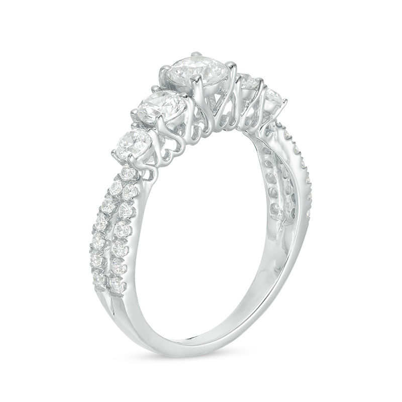 Main Image 2 of 1-1/4 CT. T.W. Diamond Five Stone Engagement Ring in 14K White Gold