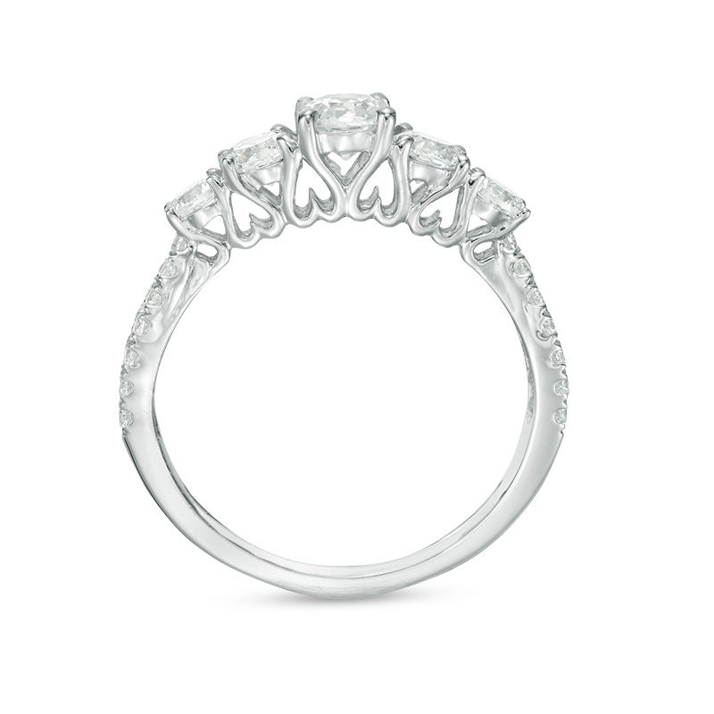 Main Image 4 of 1-1/4 CT. T.W. Diamond Five Stone Engagement Ring in 14K White Gold