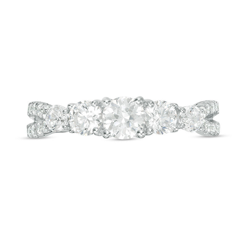 Main Image 5 of 1-1/4 CT. T.W. Diamond Five Stone Engagement Ring in 14K White Gold
