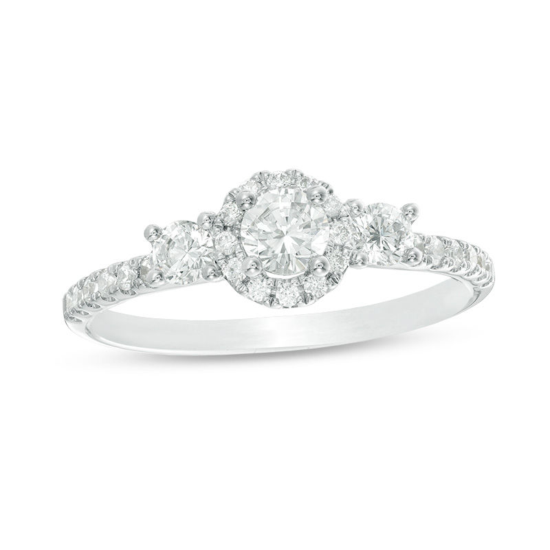 Main Image 1 of 3/4 CT. T.W. Diamond Past Present Future® Frame Engagement Ring in 14K White Gold