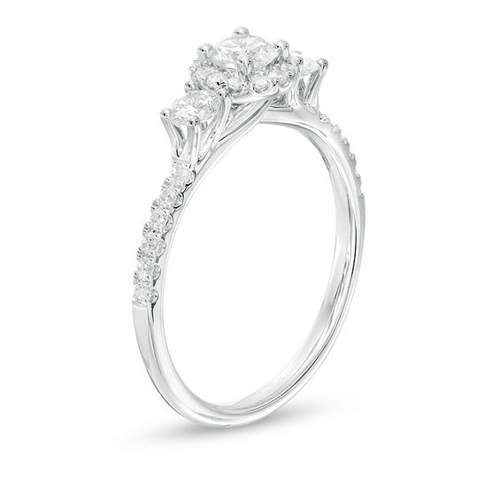 3/4 CT. T.w. Diamond Past Present FutureÂ® Frame Engagement Ring in 14K White Gold