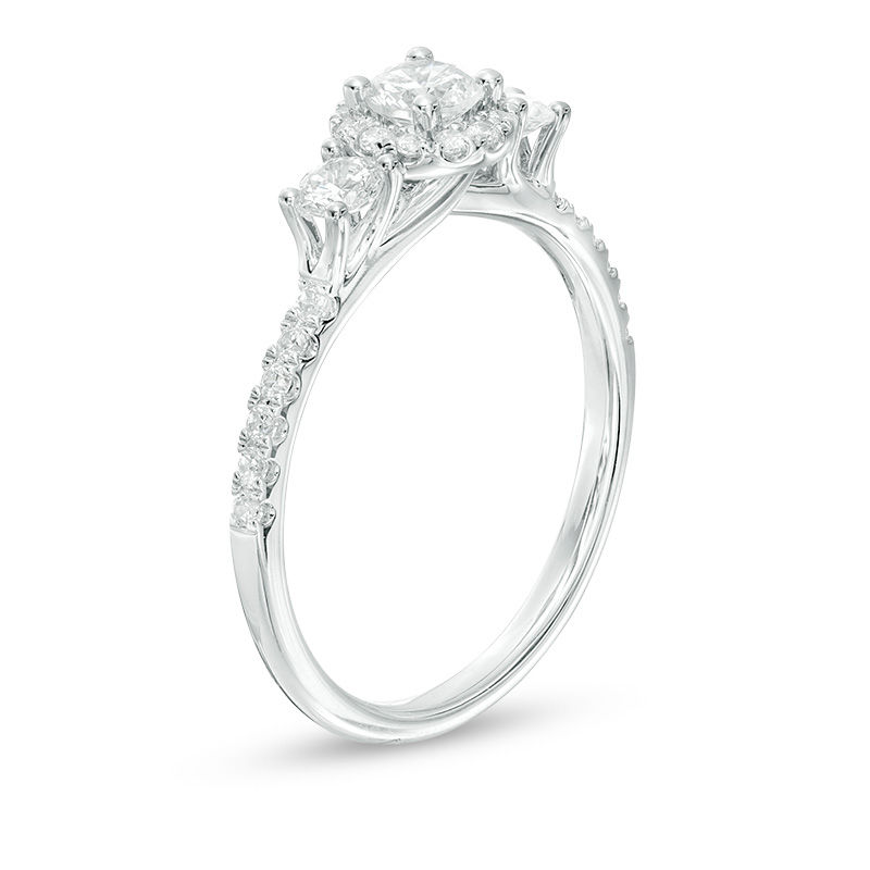 Main Image 2 of 3/4 CT. T.W. Diamond Past Present Future® Frame Engagement Ring in 14K White Gold