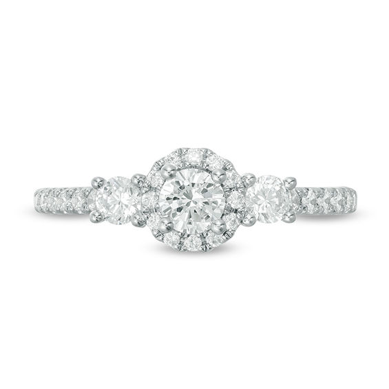 3/4 CT. T.w. Diamond Past Present FutureÂ® Frame Engagement Ring in 14K White Gold