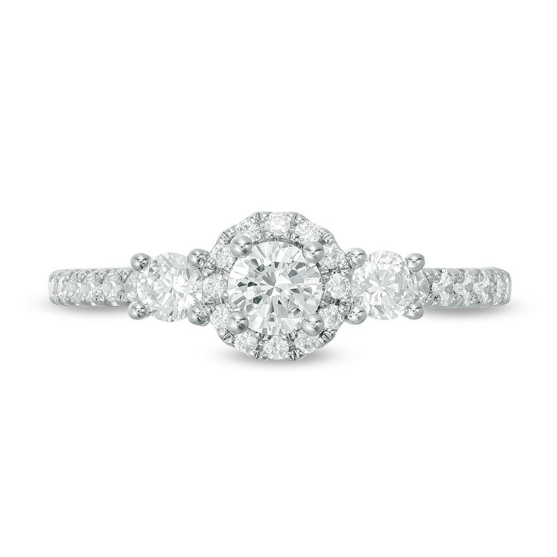 Main Image 5 of 3/4 CT. T.W. Diamond Past Present Future® Frame Engagement Ring in 14K White Gold