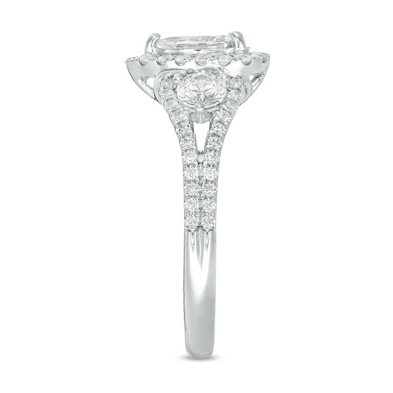 Main Image 6 of 3/4 CT. T.W. Diamond Past Present Future® Frame Engagement Ring in 14K White Gold