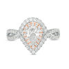 Thumbnail Image 5 of 1 CT. T.W. Pear-Shaped Diamond Double Frame Crossover Engagement Ring in 14K Two-Tone Gold