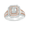 Thumbnail Image 1 of 1 CT. T.W. Composite Diamond Double Rectangle Frame Multi-Row Engagement Ring in 14K Two-Tone Gold