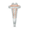Thumbnail Image 4 of 1 CT. T.W. Composite Diamond Double Rectangle Frame Multi-Row Engagement Ring in 14K Two-Tone Gold