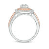 Thumbnail Image 5 of 1 CT. T.W. Composite Diamond Double Rectangle Frame Multi-Row Engagement Ring in 14K Two-Tone Gold