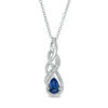 Thumbnail Image 0 of Pear-Shaped Lab-Created Blue and White Sapphire Infinity Overlay Pendant in Sterling Silver