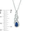 Thumbnail Image 2 of Pear-Shaped Lab-Created Blue and White Sapphire Infinity Overlay Pendant in Sterling Silver