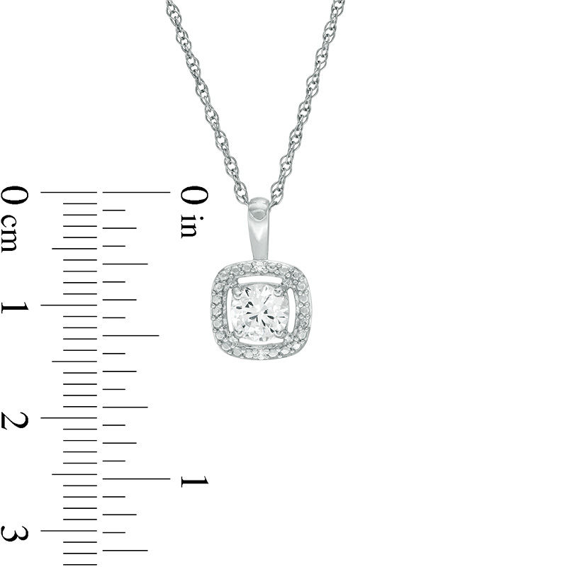 Main Image 3 of Lab-Created White Sapphire Cushion Frame Pendant and Stud Earrings Set in Sterling Silver
