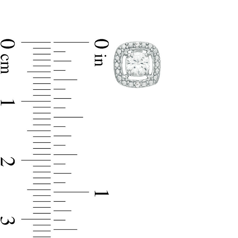 Main Image 4 of Lab-Created White Sapphire Cushion Frame Pendant and Stud Earrings Set in Sterling Silver