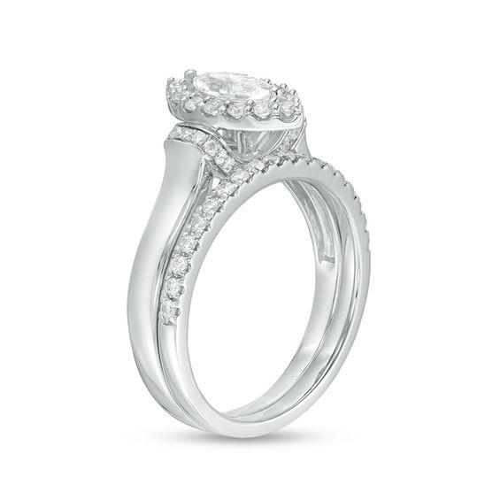 1 CT. T.w. Marquise Diamond Frame Collar Bridal Set in 14K White Gold